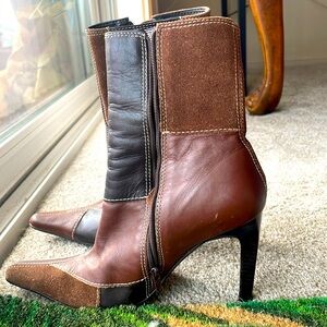 [SOLD] Brown and black ankle boots with 4” heel